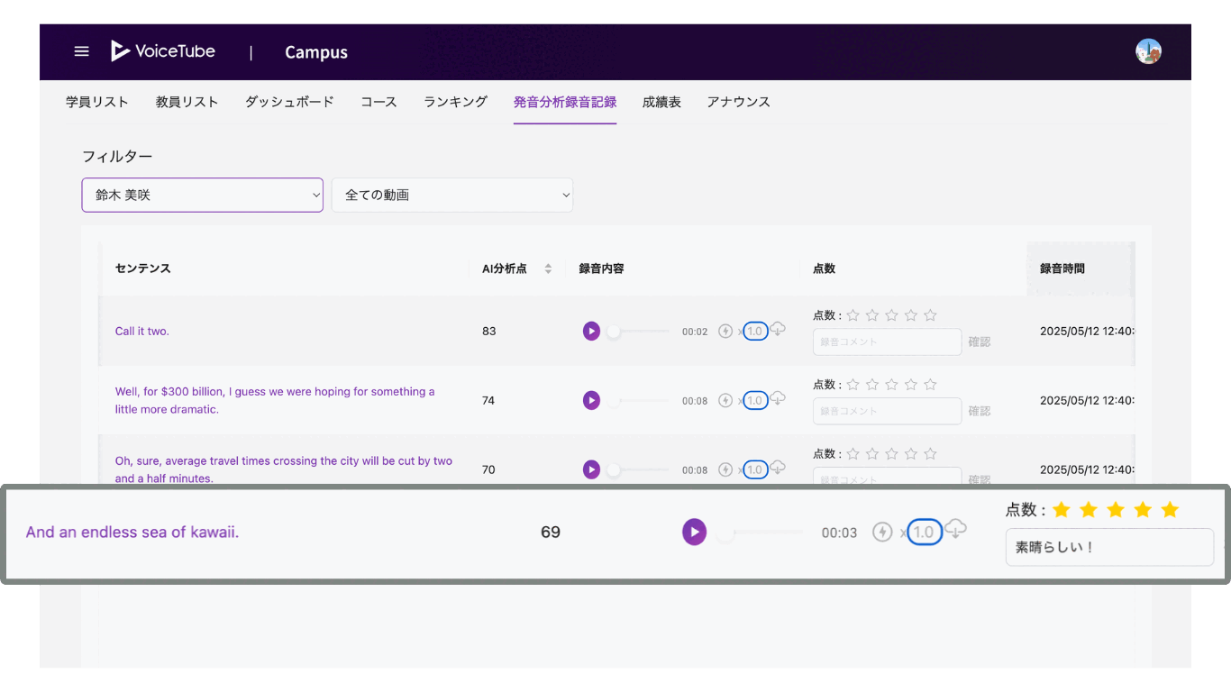 発音分析の記録