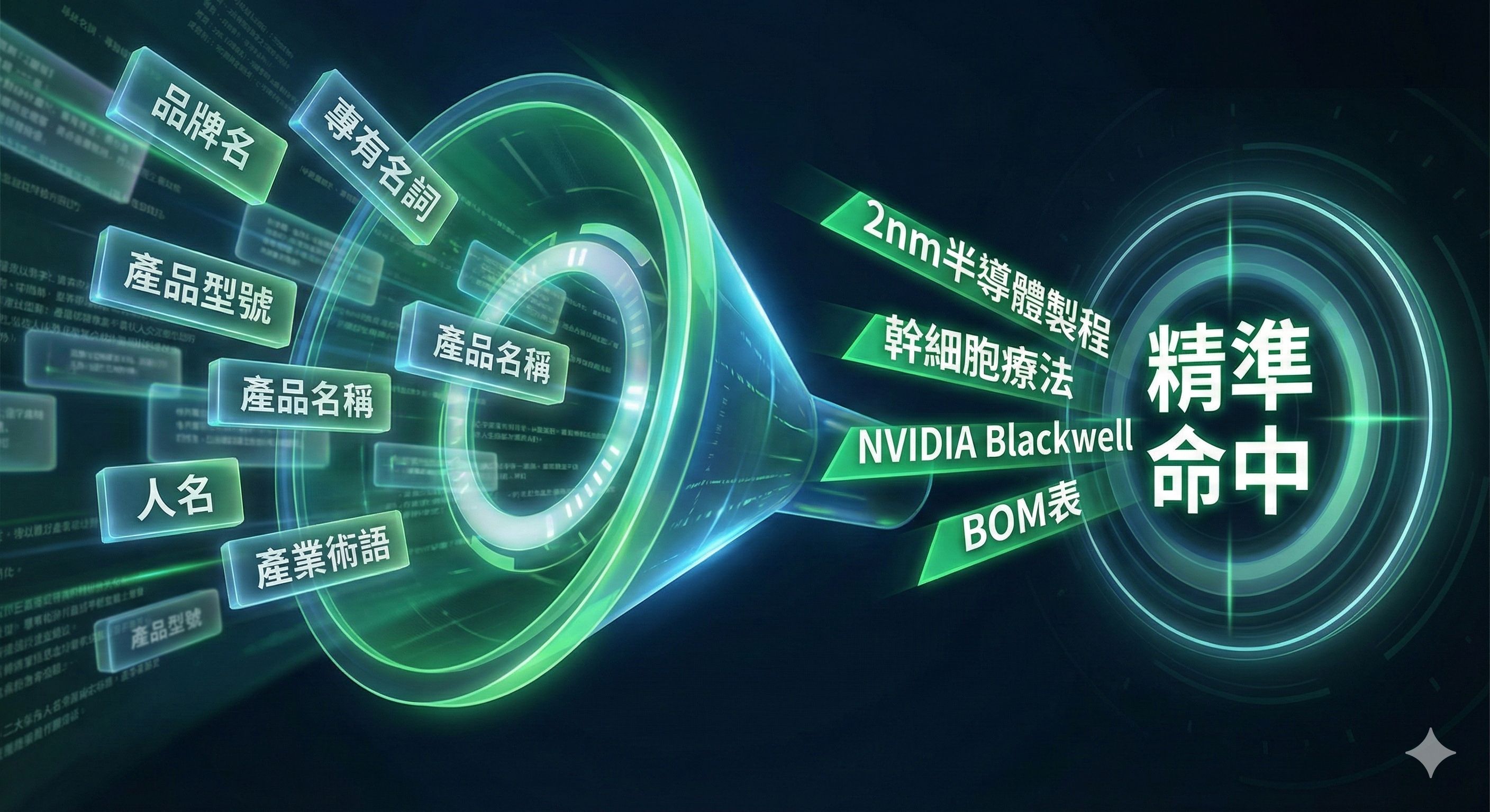 專有名詞精準度示意